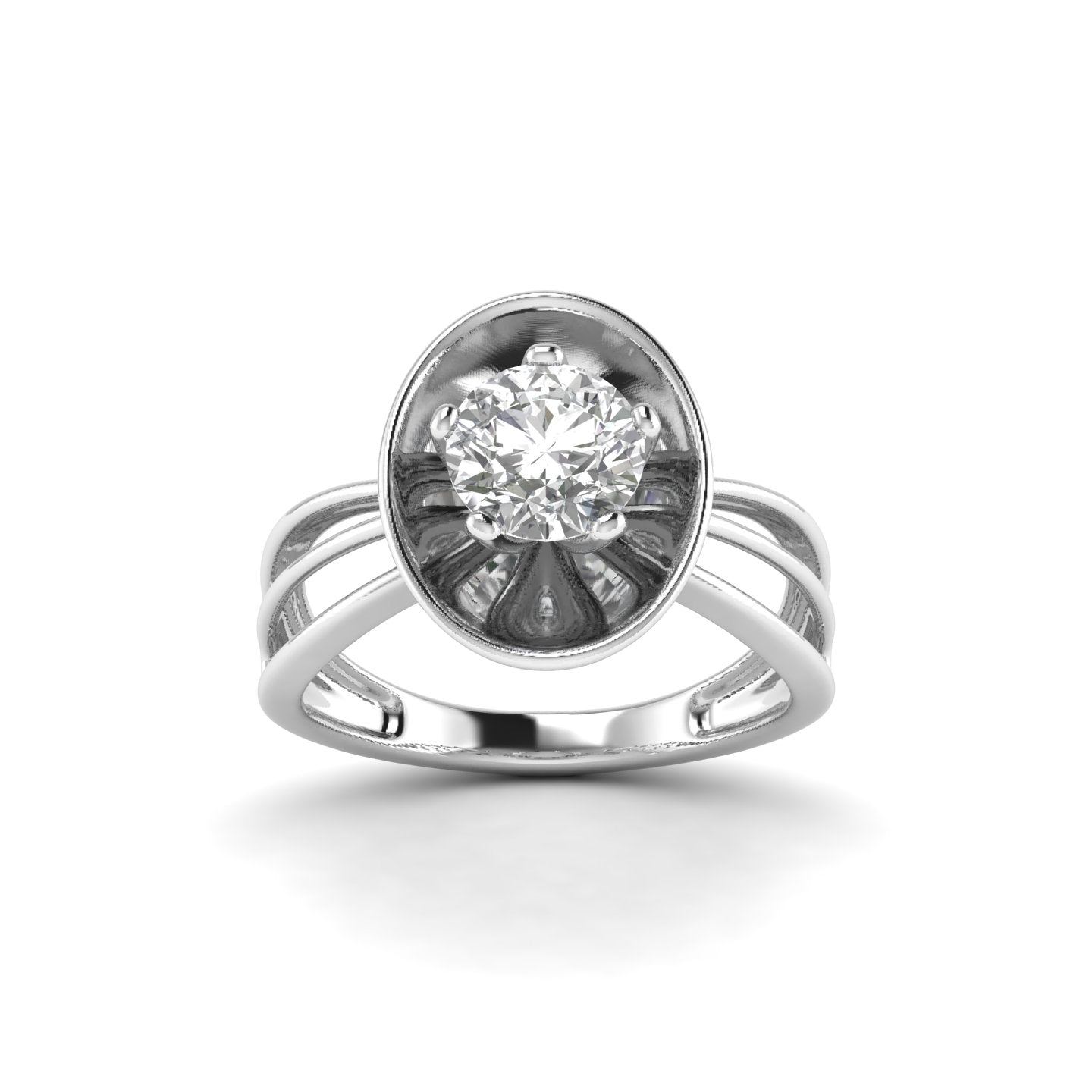 White Gold Studded 1 Carat Lab Grown Diamond Ring-F Color VS1 Clarity.